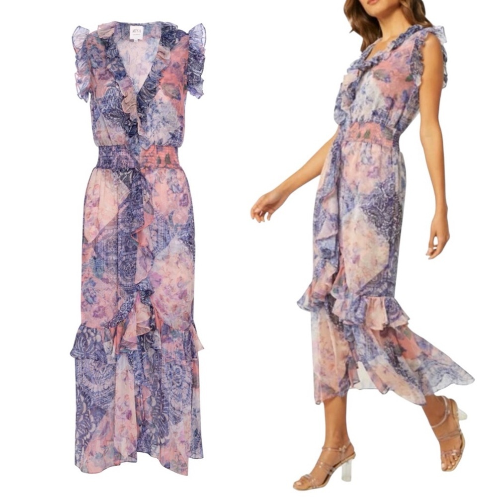 Misa Los Angeles Kidada Namaskar Patchwork Print Dress
